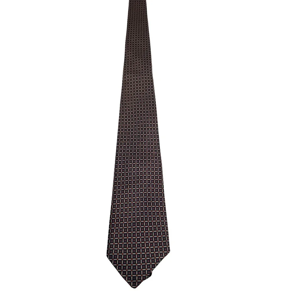Vtg Boutique Princesa E.U. Silk Tie Navy Red‎ Geometric Mod Retro 60s 70s READ